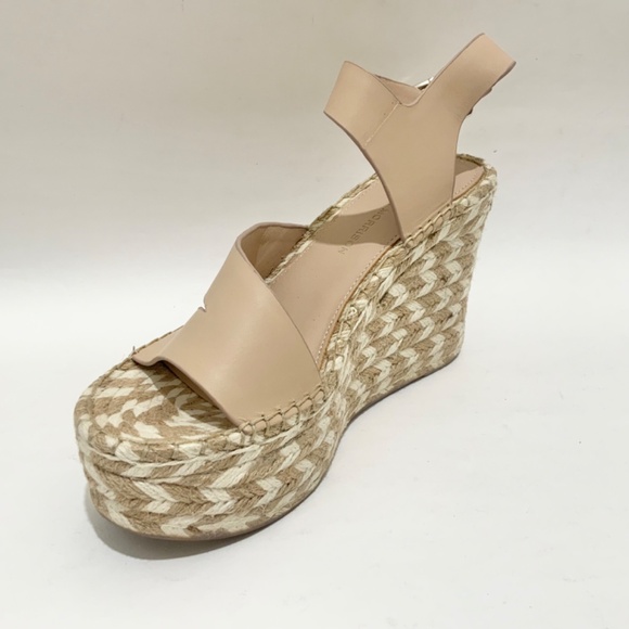 SIGERSON MORRISON Arien platform wedge Espadrilles Beige Nude leather sandal 7.5 - Picture 13 of 16